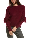 ELIE TAHARI FRINGE WOOL & CASHMERE-BLEND SWEATER