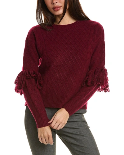 Elie Tahari Fringe Wool-blend Sweater In Red