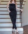 Red Haute Strapless Jumper In Black In Black