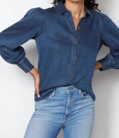 Rails Angelica Womens Denim Puff Shoulder Button-down Top In Blue