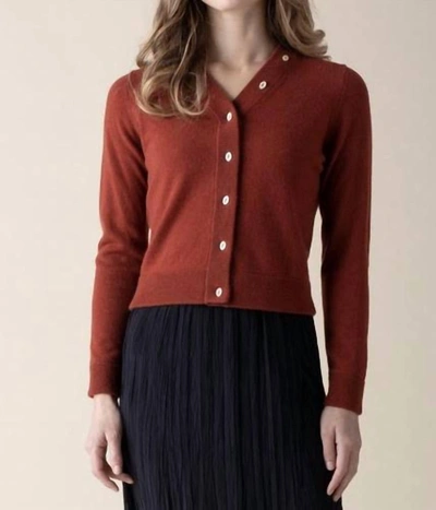 Margaret O'leary Vintage Cardigan In Brick In Red