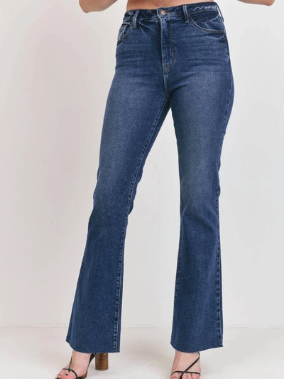 Just Black Denim The High Rise Vintage Wide Leg Flare Jeans In Dark Denim In Blue