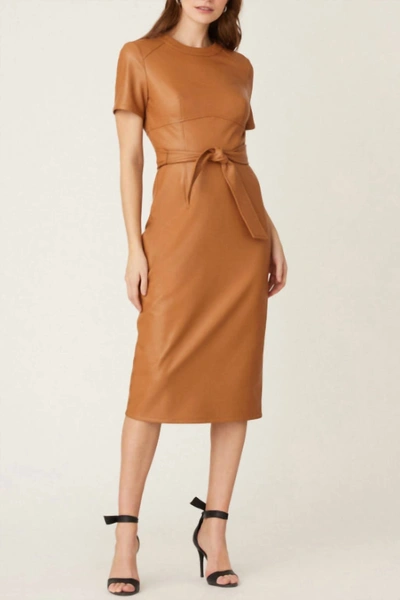 Shoshanna Women's Rhonda Belted Faux Leather Sheath Dress In Brown |  ModeSens