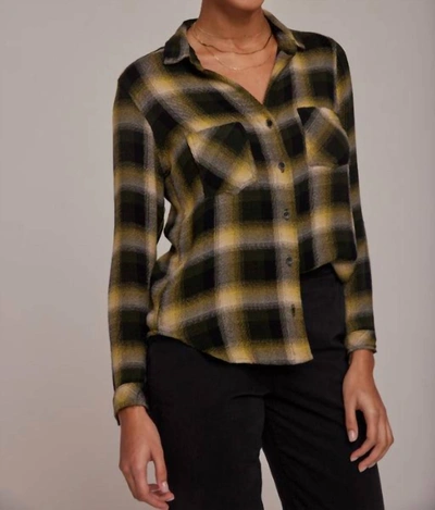 Bella Dahl Two Pocket Button Down In Green & Black Plaid In Multi