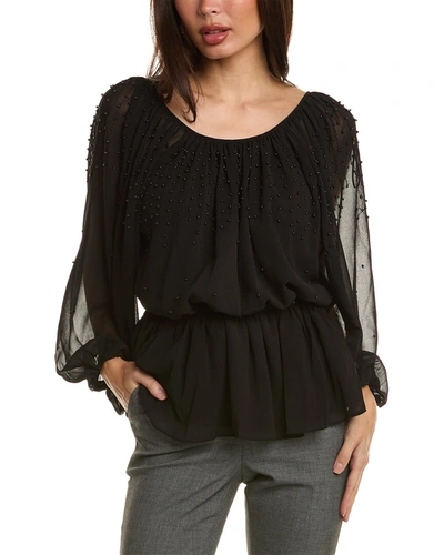 Elie Tahari Beaded Blouse In Black