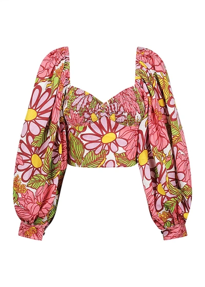 S/w/f Women's Exaggerated Puff Sleeve Top In Frida In Multi