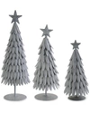 K & K INTERIORS SET OF 3 WEATHERED METAL TREES WITH STAR TOPS