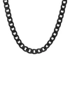 Hmy Jewelry Black Ip Stainless Steel 24" Curb Chain Necklace In Metallic