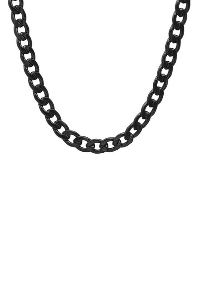 Hmy Jewelry Black Ip Stainless Steel 24" Curb Chain Necklace In Metallic