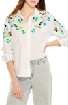 NIC + ZOE PLACED PETALS EMBROIDERED SEQUIN SHIRT