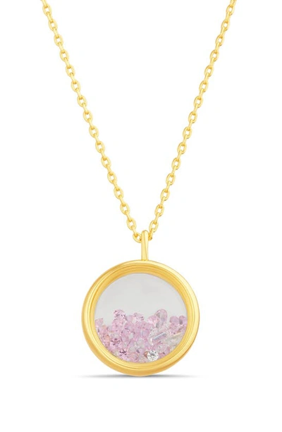 Paige Harper Cz Shaker Pendant Necklace In Multicolored/ Pink