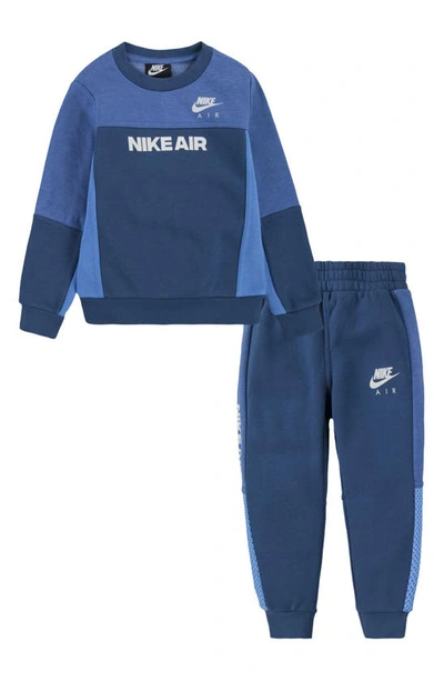 Nike Kids' Fleece Pullover Sweatshirt & Joggers Set In Dark Marina Blue