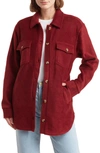 Thread & Supply Polar Fleece Shacket In Cabernet