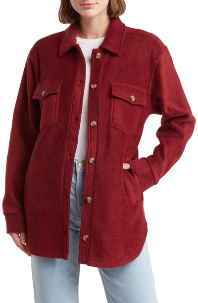 Thread & Supply Polar Fleece Shacket In Cabernet