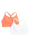 Marika Mary Jane 2-pack Sports Bras In Fusion Coral/ White