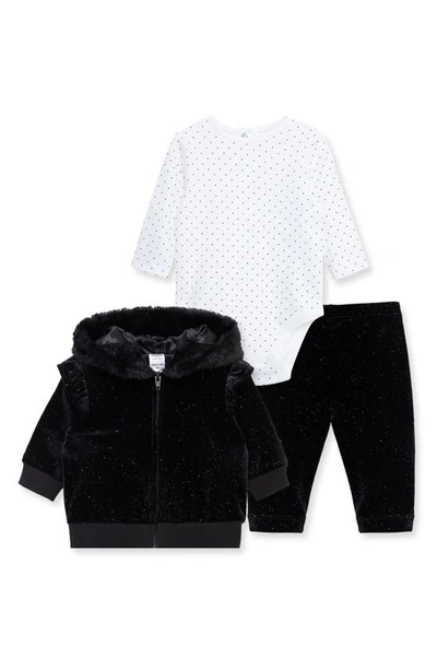 Little Me Girls' Sparkle Bodysuit, Jacket & Trousers - Baby In Black