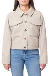 Kensie Boxy Crop Shirt Jacket In Heathered Almond