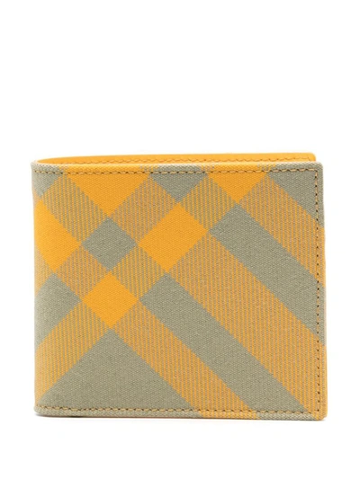 Burberry Check Bifold Wallet In Yellow