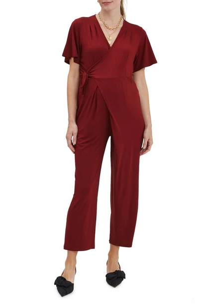 Nom Maternity Lucia Jersey Maternity Jumpsuit In Claret