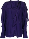Victoria Beckham Romantic Draped Silk Blouse In Purple