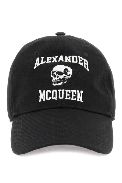 Alexander Mcqueen Embroidered Logo Baseball Cap Men In Black