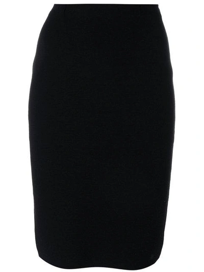 D-exterior Midi Pencil Skirt In Black