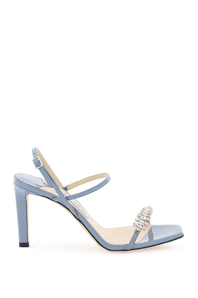 Jimmy Choo Stunning Light Blue Gradient Crystal Sandals For Women