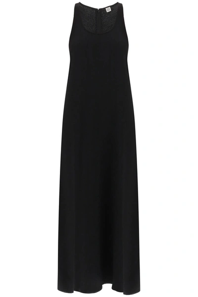 Totême Scoop-neck Sleeveless Sable Maxi Dress In Black