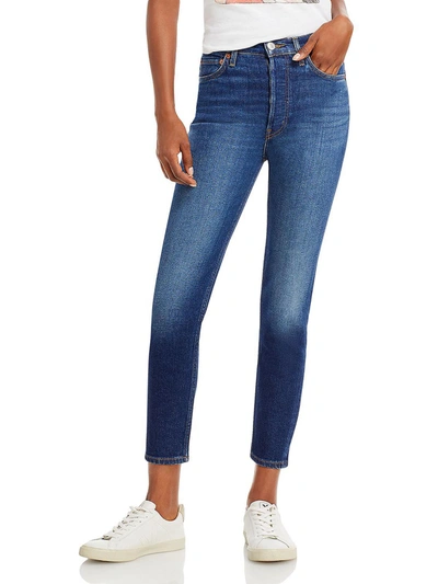 Re/done Womens High Rise Crop Ankle Jeans In Multi