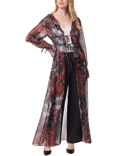 Jessica Simpson Gaia Womens Chiffon Metallic Kimono In Multi
