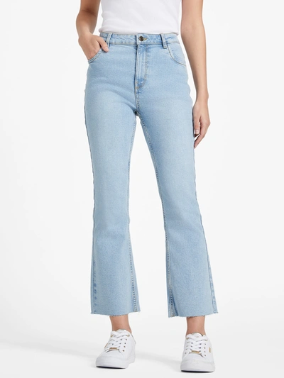 Guess Factory Arya Flared Cropped Jeans In Blue