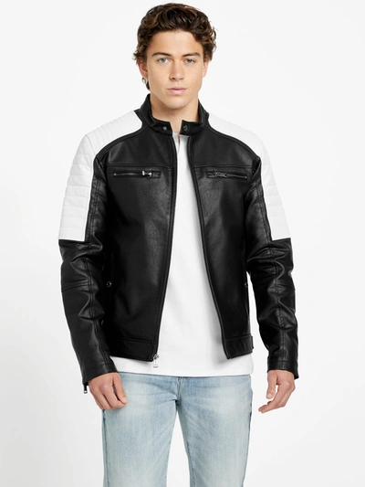 Guess Factory David Hooded Moto Jacket In Black