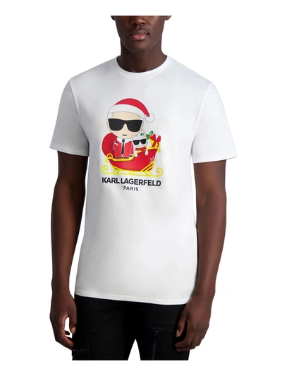 Karl Lagerfeld Mens Holiday Crewneck T-shirt In White
