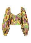 S/W/F WOMEN'S EXAGGERATED PUFF SLEEVE TOP IN BIRDS OF PARADISE