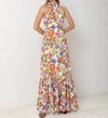 S/W/F CROSSOVER HALTER MAXI DRESS IN SPRING FLORAL