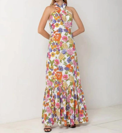 S/w/f Crossover Halter Maxi Dress In Spring Floral In Multi