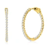 Simona Sterling Silver Or Gold Plated Over Sterling Silver 30mm Inside-outside Round Cz Hoop Earrings In Gold