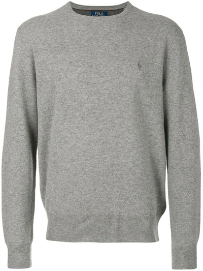 Polo Ralph Lauren Mesh-knit Cotton Crewneck Sweater In Grey