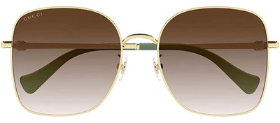 Gucci Gg1143s W 002 Oversized Square Sunglasses In Brown
