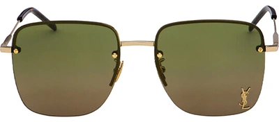 Saint Laurent Sl 312 M 003 Oversized Square Sunglasses In Green