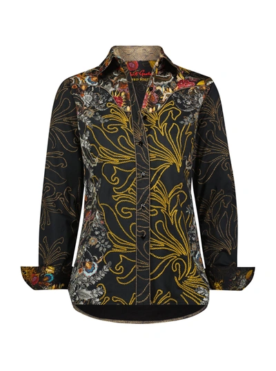 Robert Graham Jeweled Goddess Floral-print Embroidered Shirt In Multi