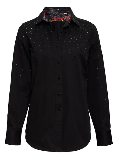 Robert Graham Carrie Rhinestone Button-down Shirt In Black