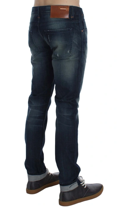 Acht Sleek Slim Fit Italian Denim Men's Jeans In Blue