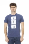 BALDININI TREND BALDININI TREND CHIC BLUE COTTON TEE WITH FRONT MEN'S PRINT