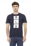 BALDININI TREND BALDININI TREND CHIC BLUE COTTON TEE WITH ELEGANT FRONT MEN'S PRINT