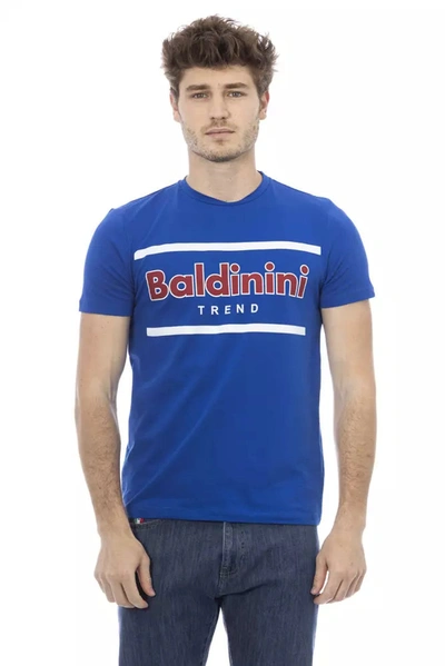 Baldinini Trend Chic Blue Cotton Tee With Front Men's Print