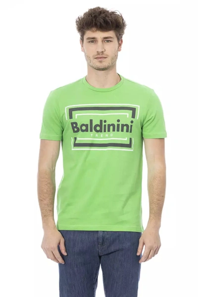 Baldinini Trend Green Cotton Tee With Chic Front Men's Print