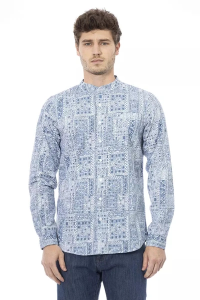 Baldinini Trend Elegant Mandarin Collar Cotton Men's Shirt In Light Blue