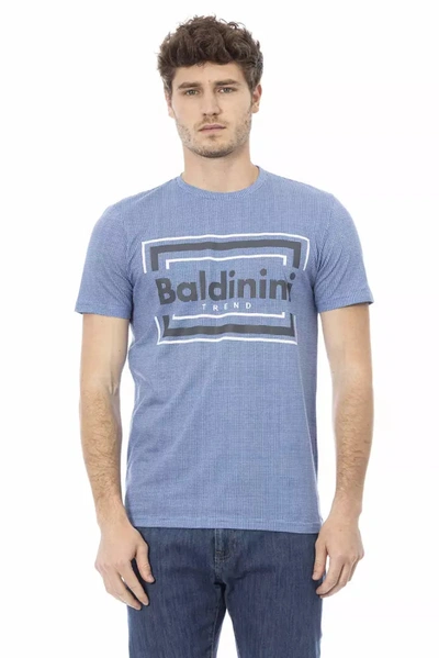Baldinini Trend Elevated Casual Light Blue Tee With Front Men's Print