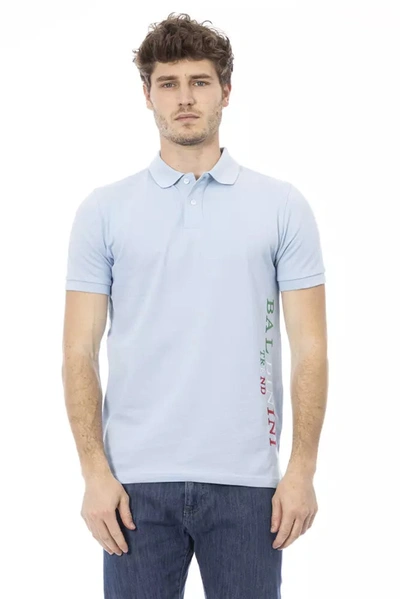 Baldinini Trend Chic Light Blue Embroidered Polo Men's Shirt
